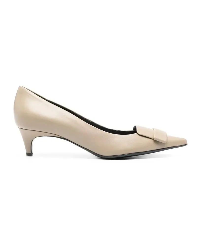 Sergio Rossi Hohe Schuhe Sr1 Leather Pumps With Pointed Toe And Bow Detail beige Beige