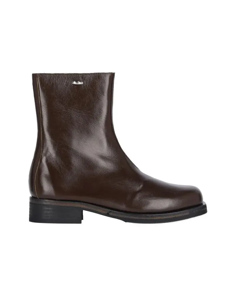 Our Legacy Stiefel Brown Leather Square Toe Ankle Boots braun Braun