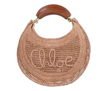 Shopper & Totes Woven Raffia Hobo Bag With Leather Accents beige