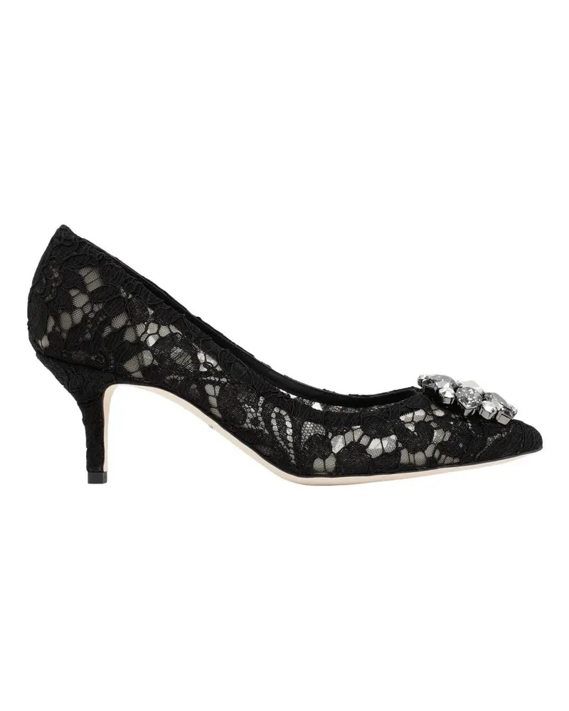 Dolce & Gabbana Hohe Schuhe Black Lace Pumps With Crystal Accents schwarz Schwarz