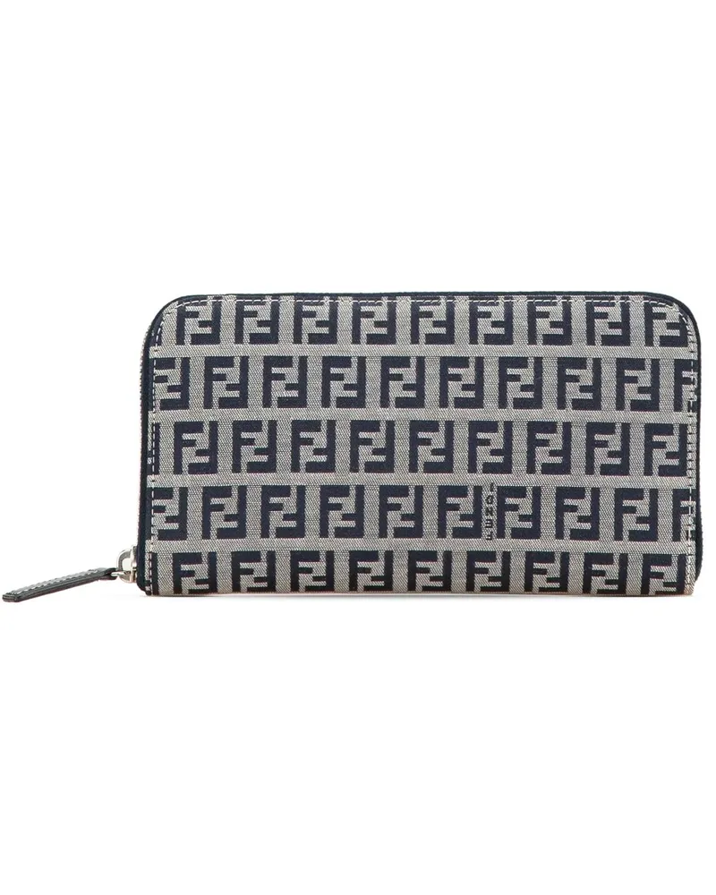 Fendi Portemonnaie 2000-2010 Zucchino Canvas Zip Around Long Wallet grau Grau