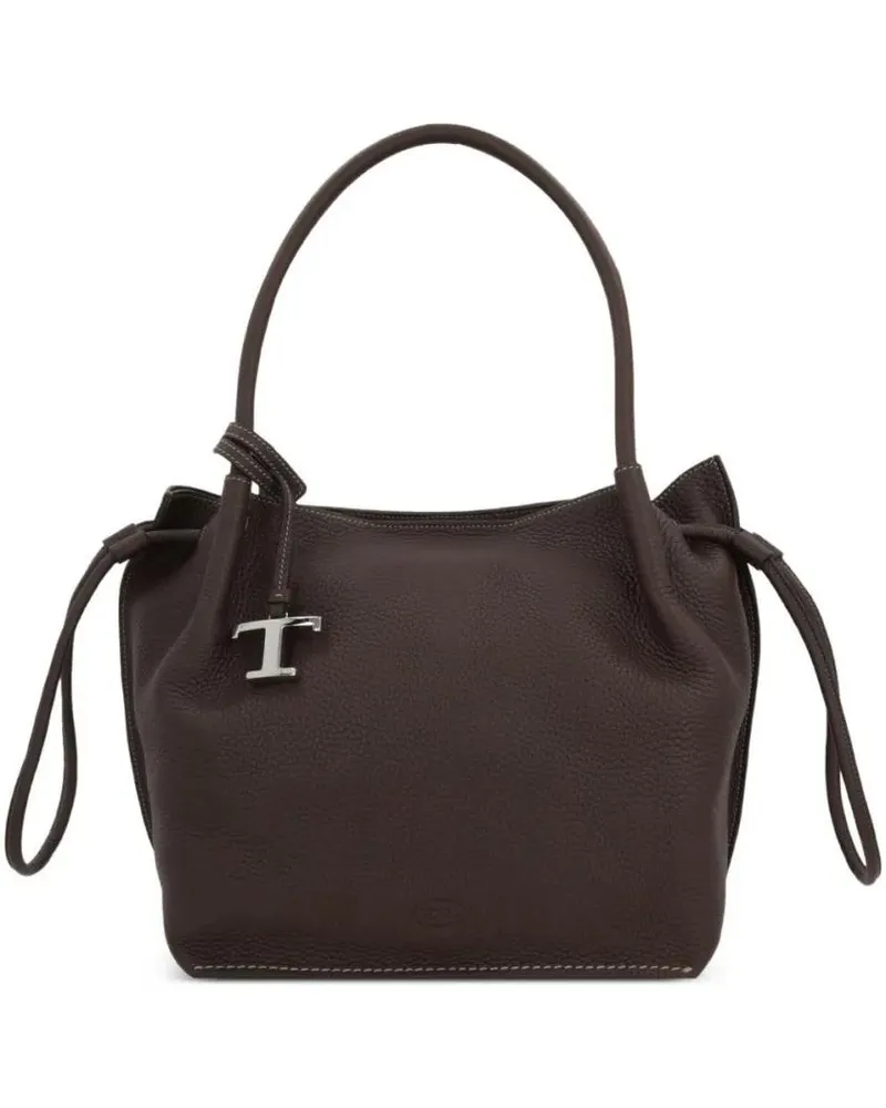 TOD'S Shopper & Totes Structured Pebbled Leather Handbag With Silver-Ton schwarz Schwarz