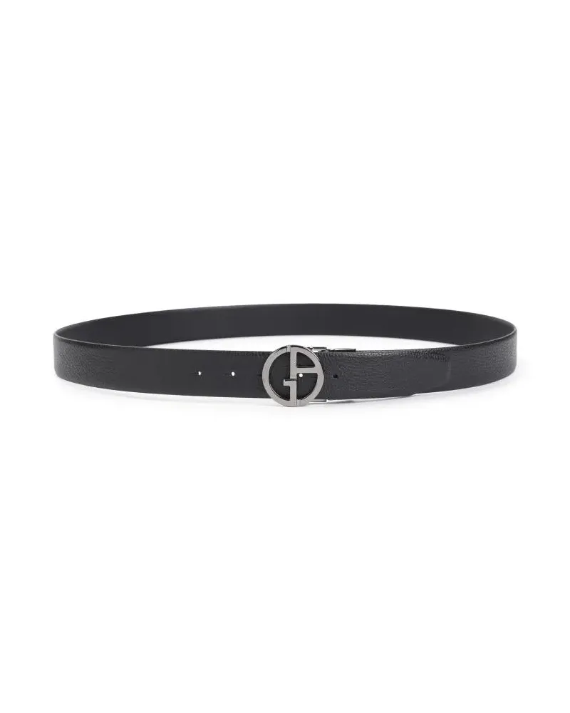 Giorgio Armani Gürtel Black Calf Leather Belt Schwarz