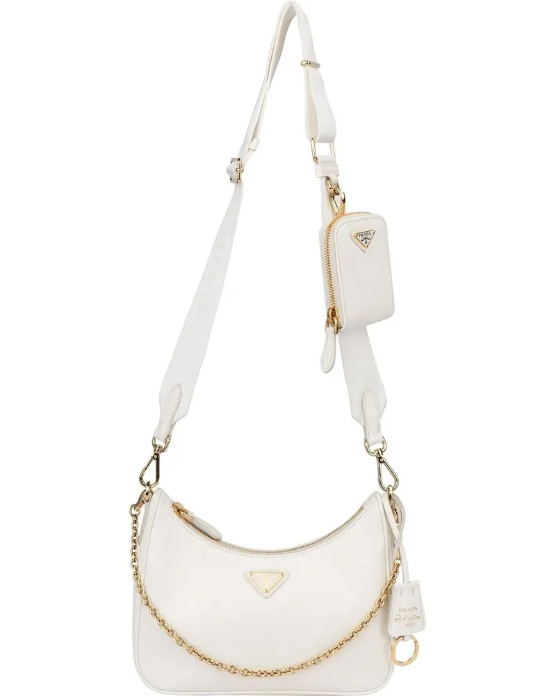 Prada Crossbody Bags  White Saffiano Leather Vitello Daino Re-Edit weiß Weiß