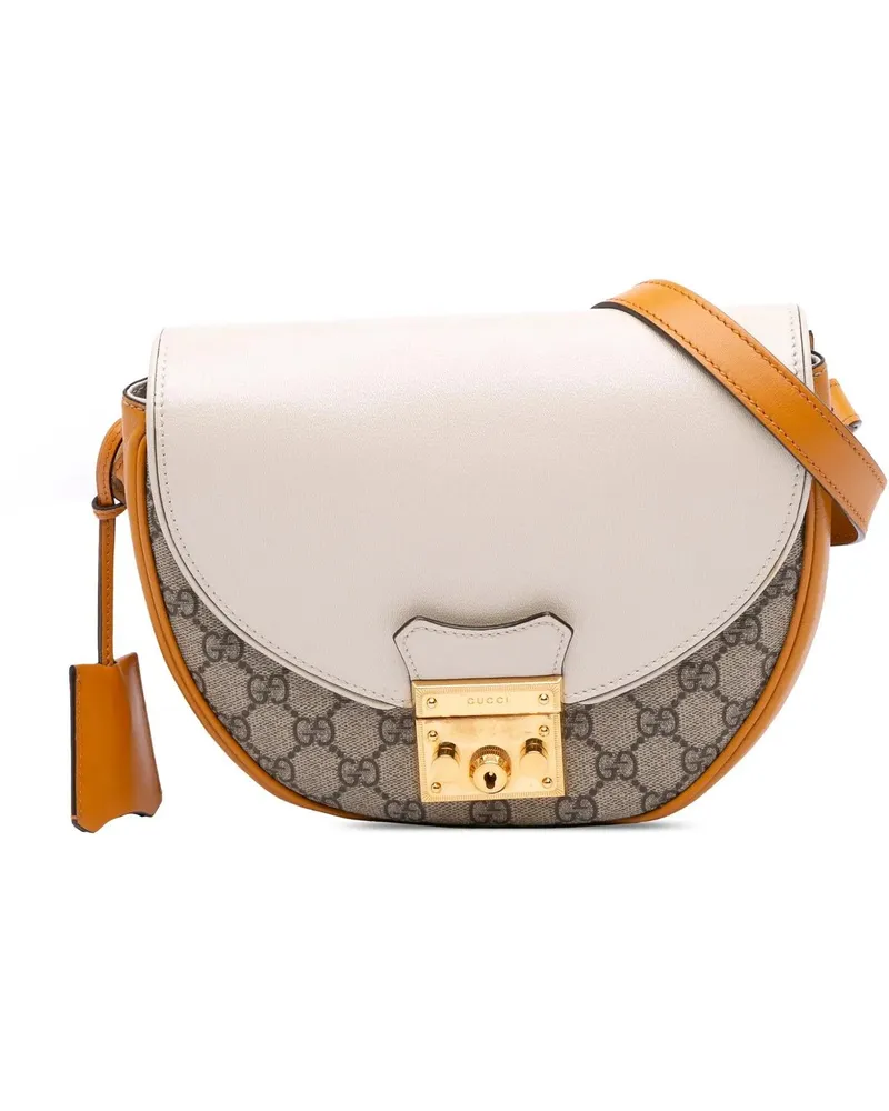 Gucci Hobo Bags GG Supreme Saddle Padlock Crossbody braun Braun