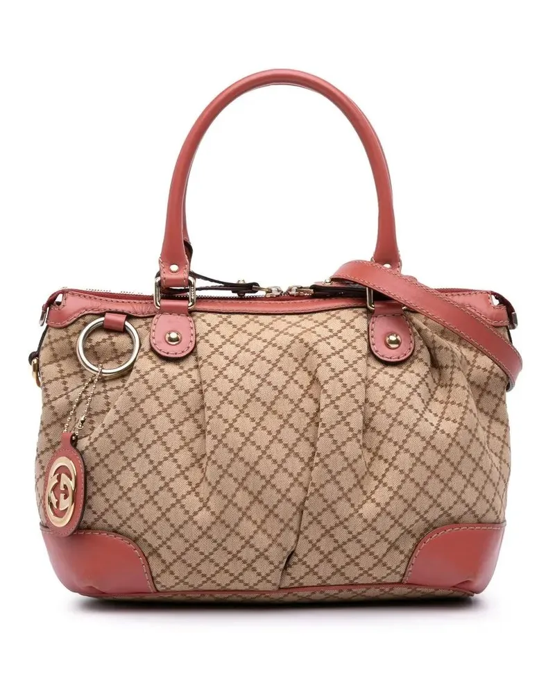 Gucci Hobo Bags Diamante Canvas Sukey Satchel braun Braun
