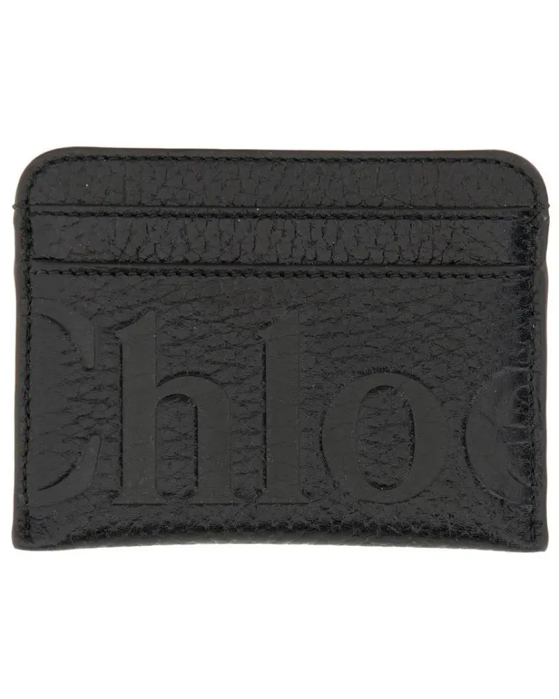 Chloé Portemonnaie Leather Card Holder schwarz Schwarz