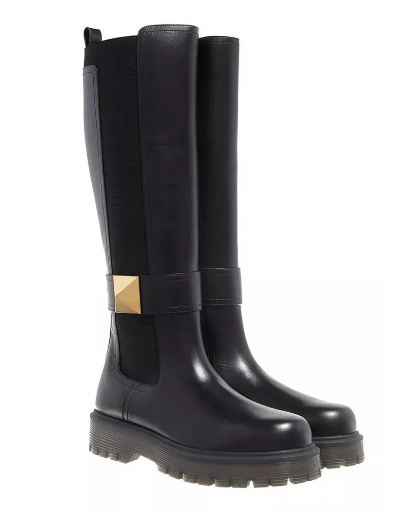 Valentino Garavani Boots & Stiefeletten One Stud High Boot Schwarz