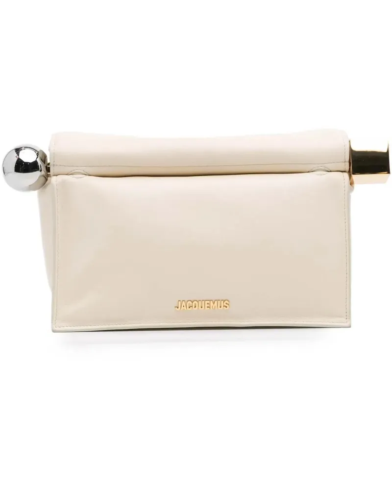 Jacquemus Clutches Smooth Calfskin La Pochette Rond Carre weiß Weiß