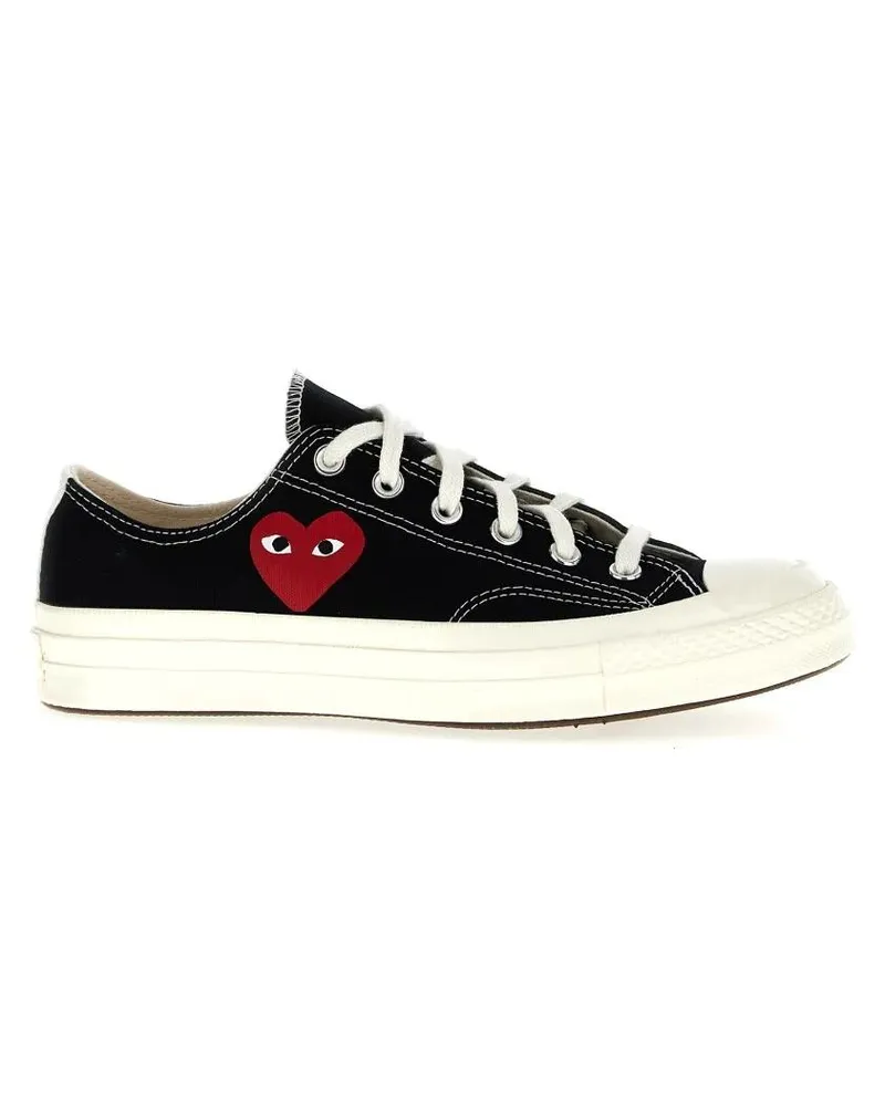 Comme des Garçons Low-Top Sneaker Canvas Sneakers With Contrast Heart Print schwarz Schwarz
