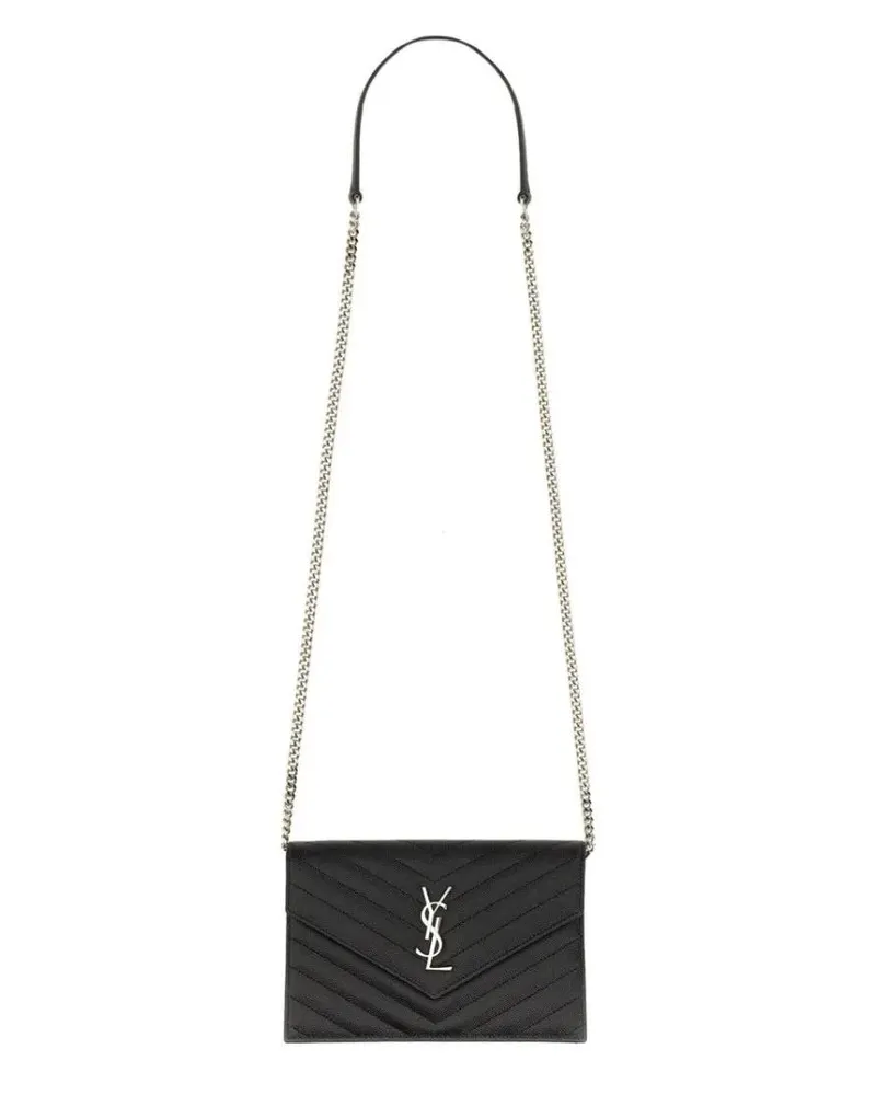 Saint Laurent Portemonnaie "Envelope Cassandre" Wallet With Chain schwarz Schwarz