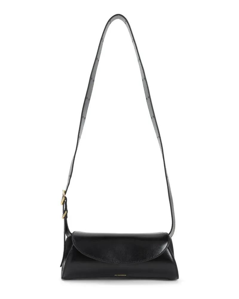Jil Sander Hobo Bags Black Leather Cannolo Mini Bag schwarz Schwarz