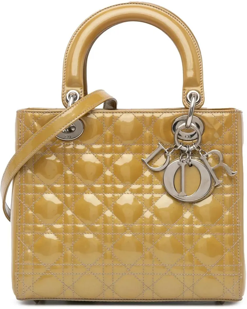 Dior Hobo Bags 2012 Medium Patent Cannage Lady Dior braun Braun