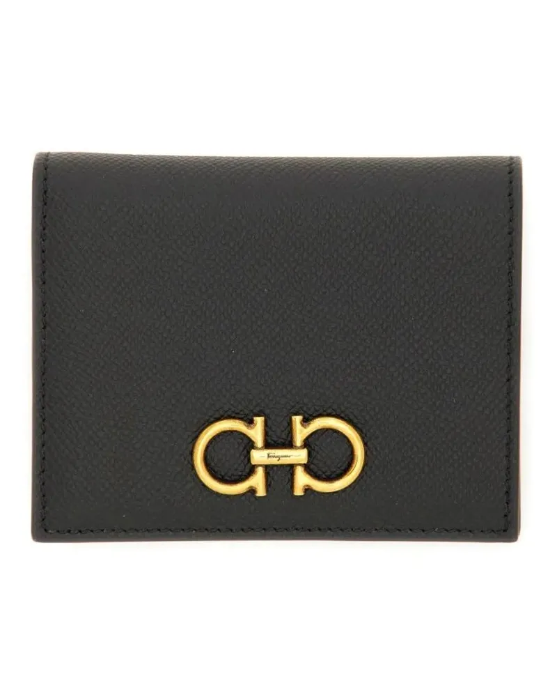 Ferragamo Portemonnaie Textured Calf Leather Wallet schwarz Schwarz