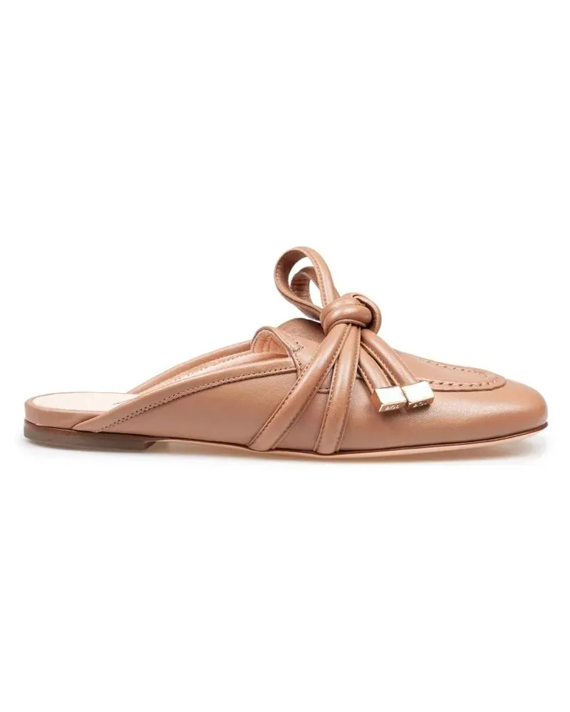 Attilio Giusti Leombruni Sandalen Cocoa Leather Mules With Knotted Ribbon Detail braun Braun