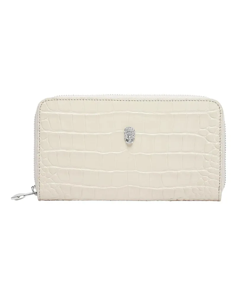 Philipp Plein Portemonnaie Mid-Zip Brieftasche Cocco Crocco Print beige Beige