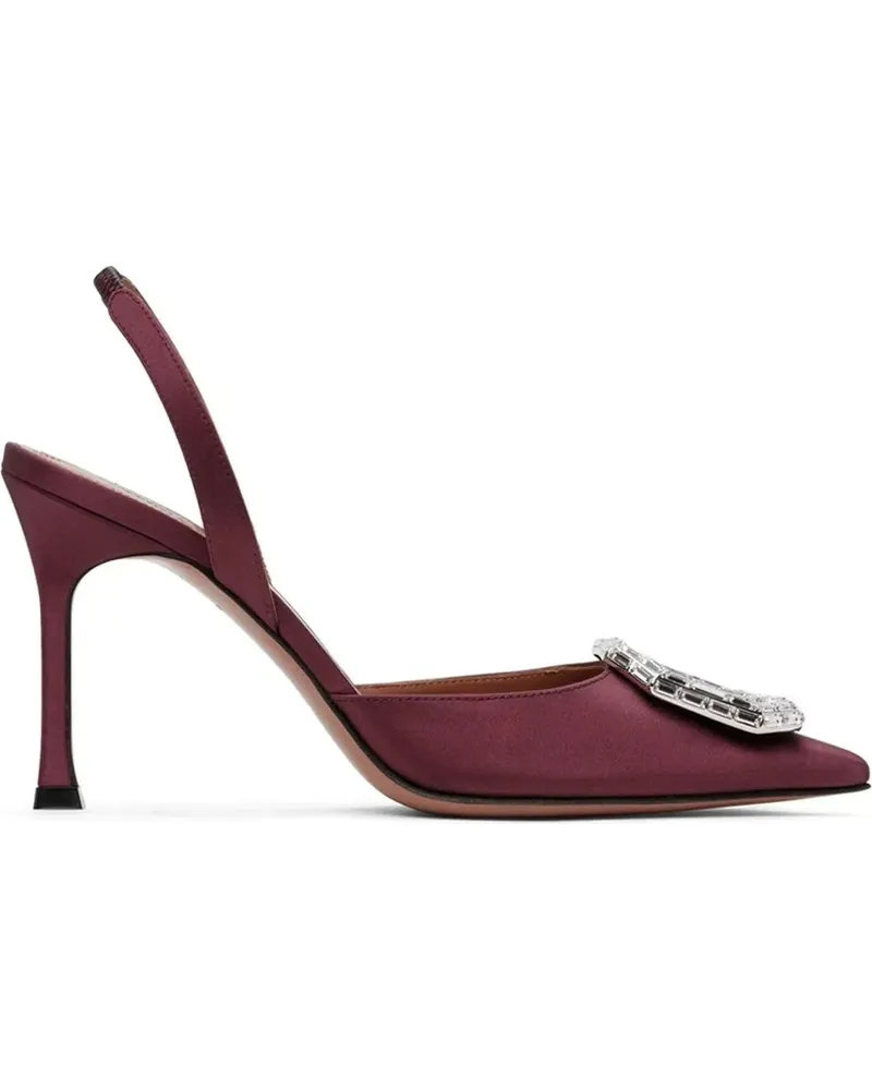 Amina Muaddi Hohe Schuhe Camelia Sling 90 Satin Pumps rot Rot
