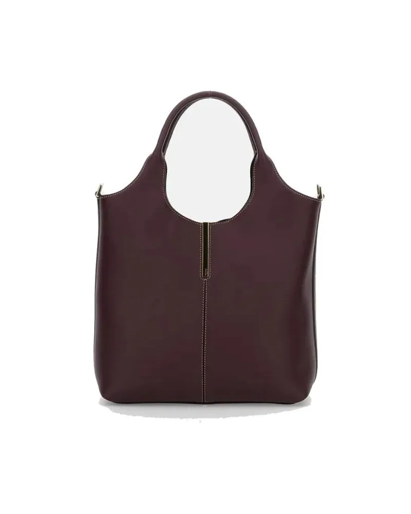 TOD'S Hobo Bags Structured Shoulder Bag With Cut-Out Handle Design rot Rot