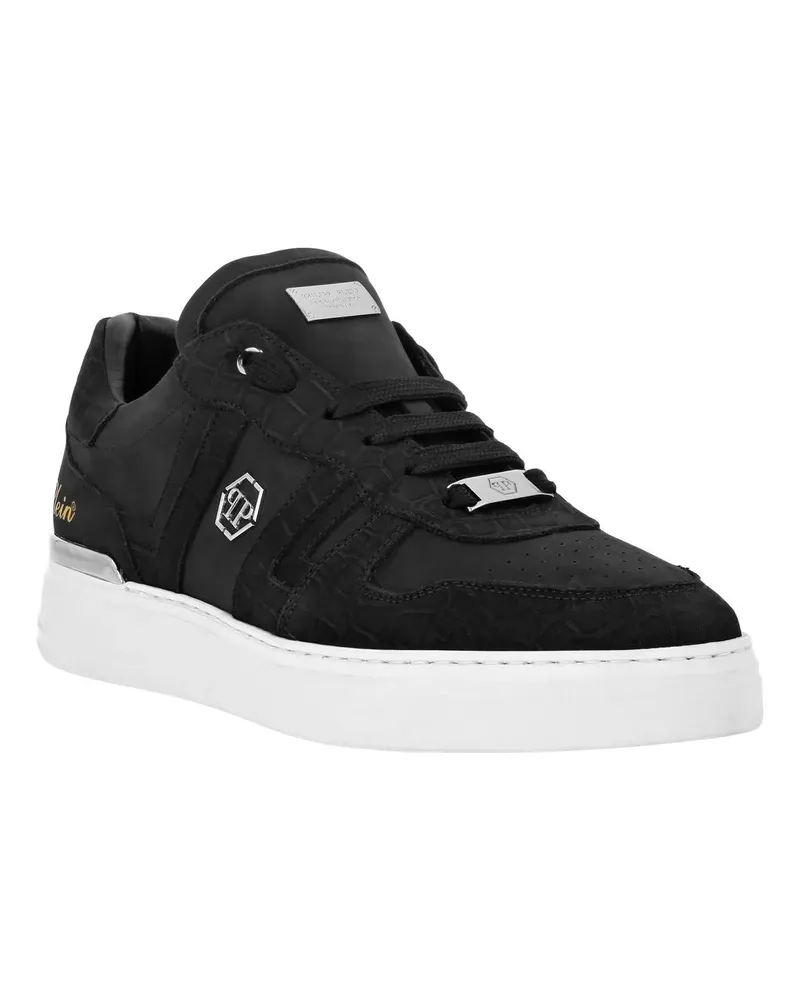 Philipp Plein Low-Top Sneaker Lo-Top Turnschuhe Cocco Crocco Print schwarz Schwarz