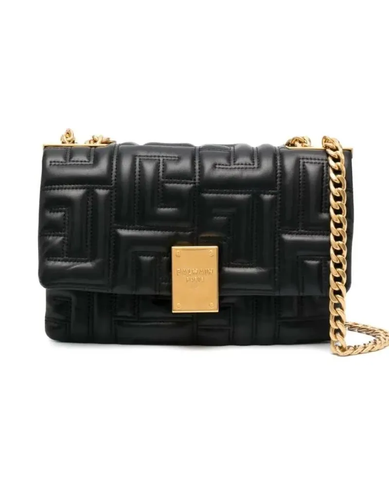 Balmain Hobo Bags 1945 Soft Quilted Leather Shoulder Bag schwarz Schwarz