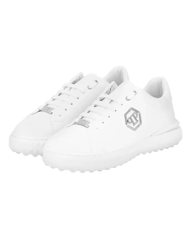 Philipp Plein Low-Top Sneaker Nappa Leather Low-Top Sneakers Hexagon weiß Weiß