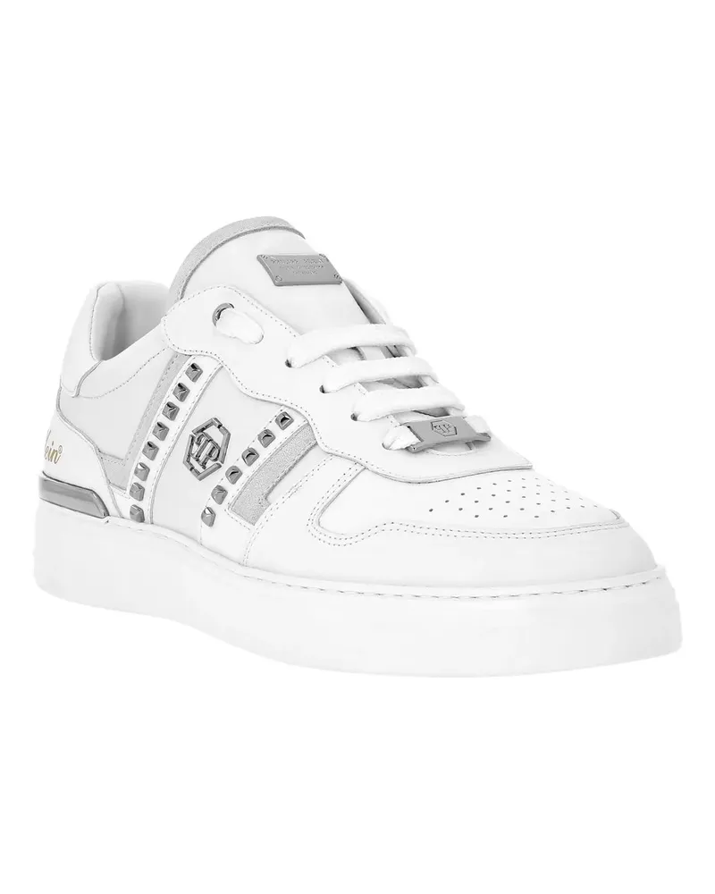 Philipp Plein Low-Top Sneaker Lo-Top Turnschuhe Mit Nietenverzierungen weiß Weiß