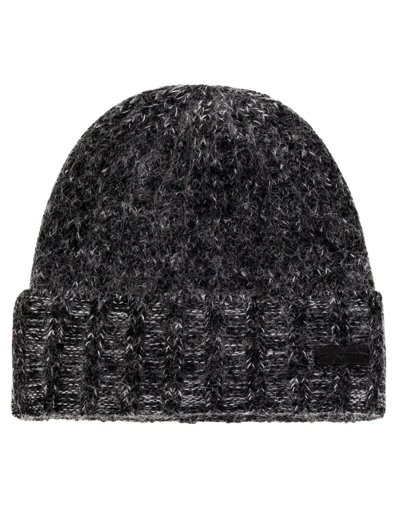 Saint Laurent Caps & Mützen Logo Brushed Wool-blend Beanie grau Grau