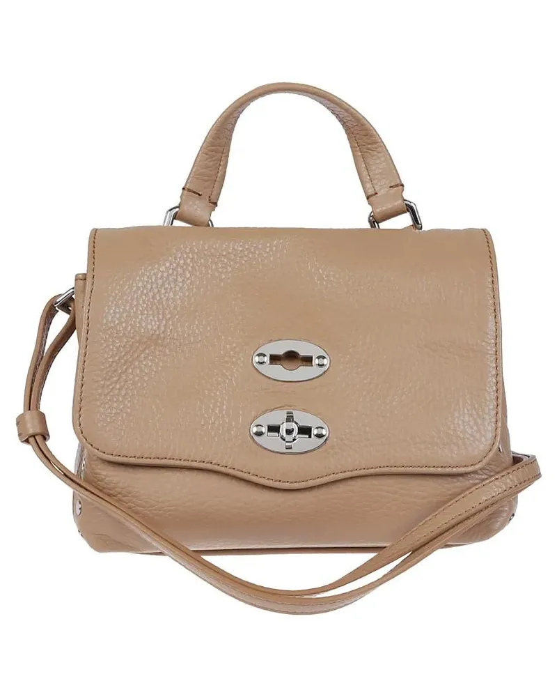 Zanellato Hobo Bags Structured Leather Handbag With Flap Closure braun Braun