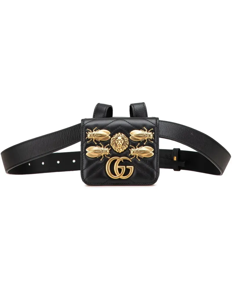 Gucci Bauchtaschen Mini GG Marmont Matelasse Leather Animal Studs Bel schwarz Schwarz