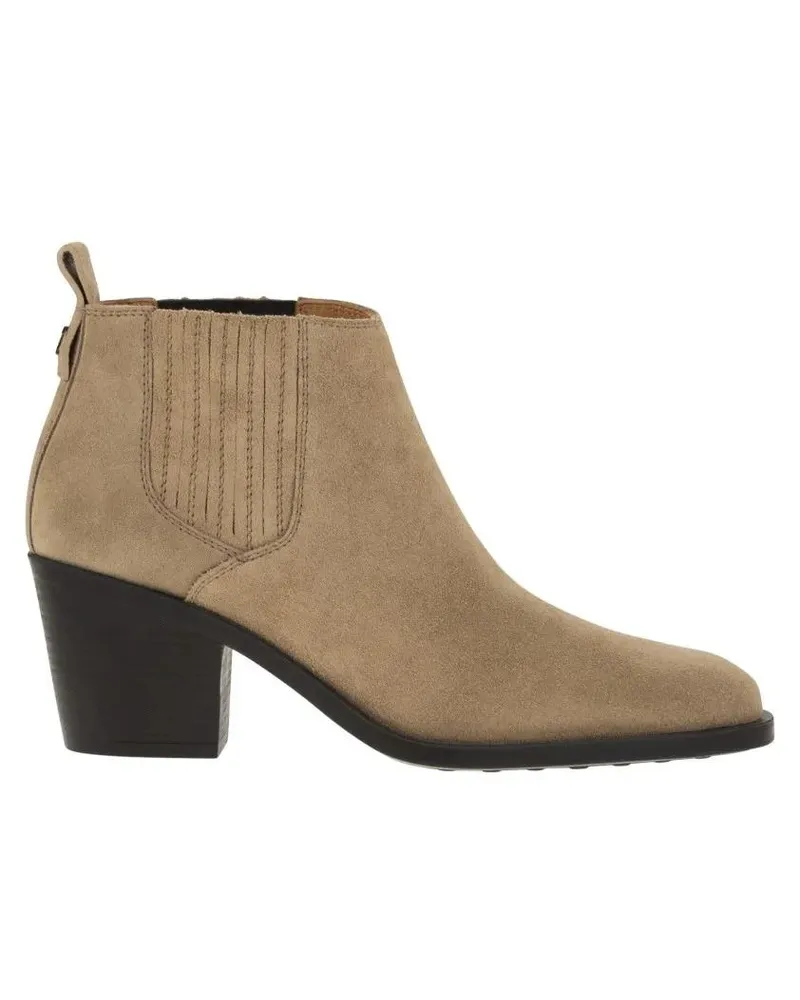 TOD'S Stiefel Suede Calfskin Ankle Boot With Elastic Inserts beige Beige