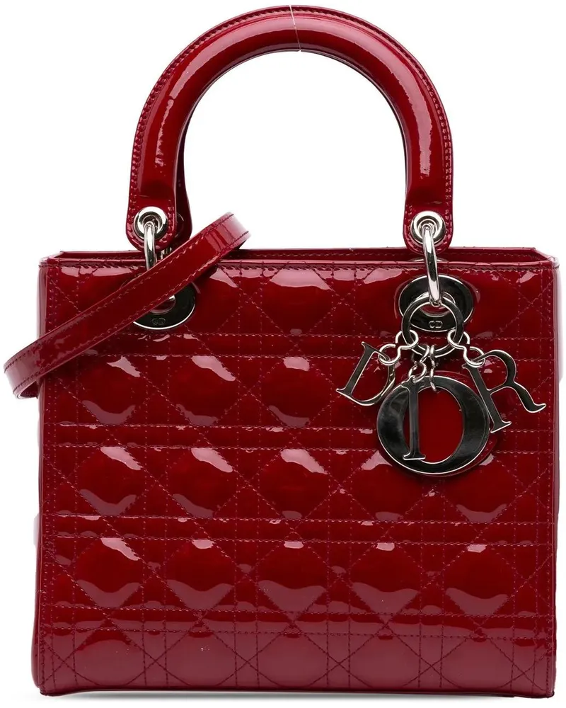 Dior Hobo Bags 2012 Medium Patent Cannage Lady Dior rot Rot