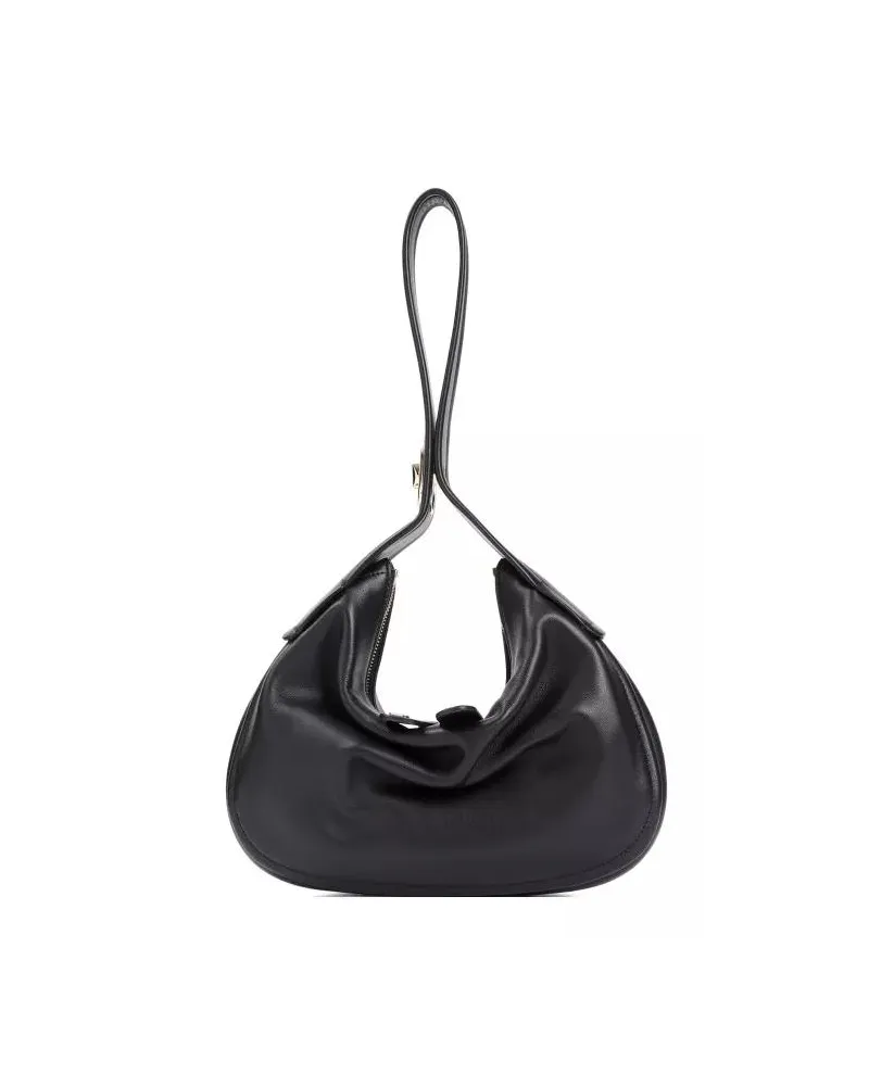 Valentino Garavani Shopper Black Leather Go-Hobo Small Leather Bag Schwarz