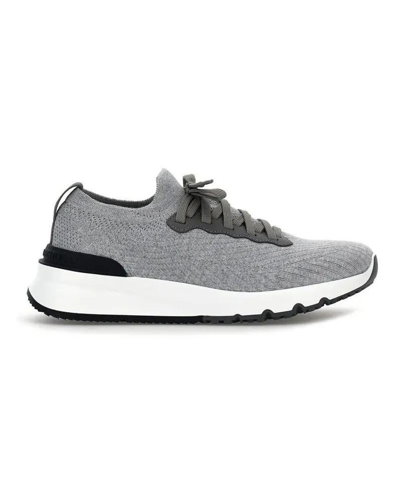 Brunello Cucinelli Low-Top Sneaker Breathable Low-Profile Knitted Sneakers With Secur grau Grau