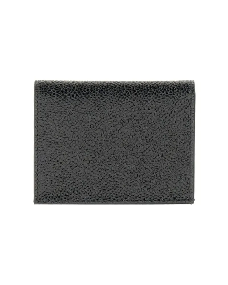 Thom Browne Portemonnaies Textured Black Calfskin Cardholder schwarz Schwarz