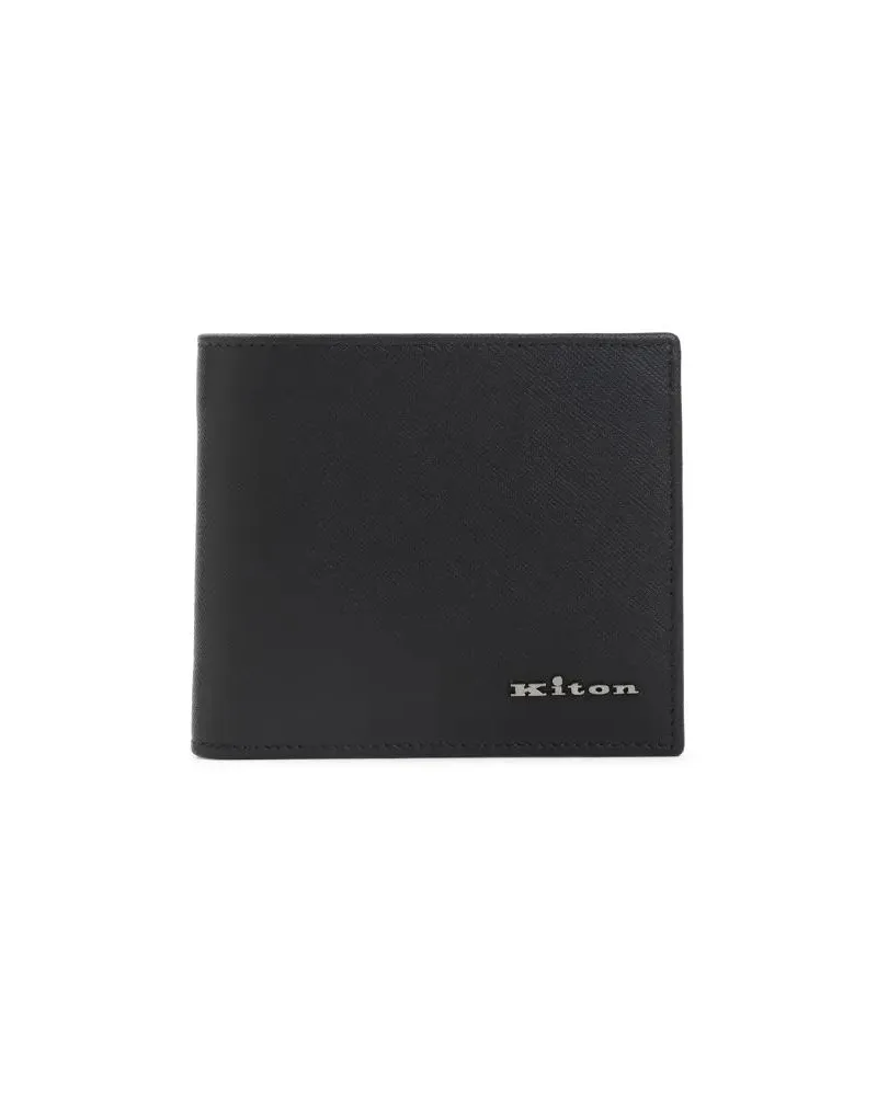 Kiton Portemonnaies Calf Leather Wallet With Refined Texture schwarz Schwarz