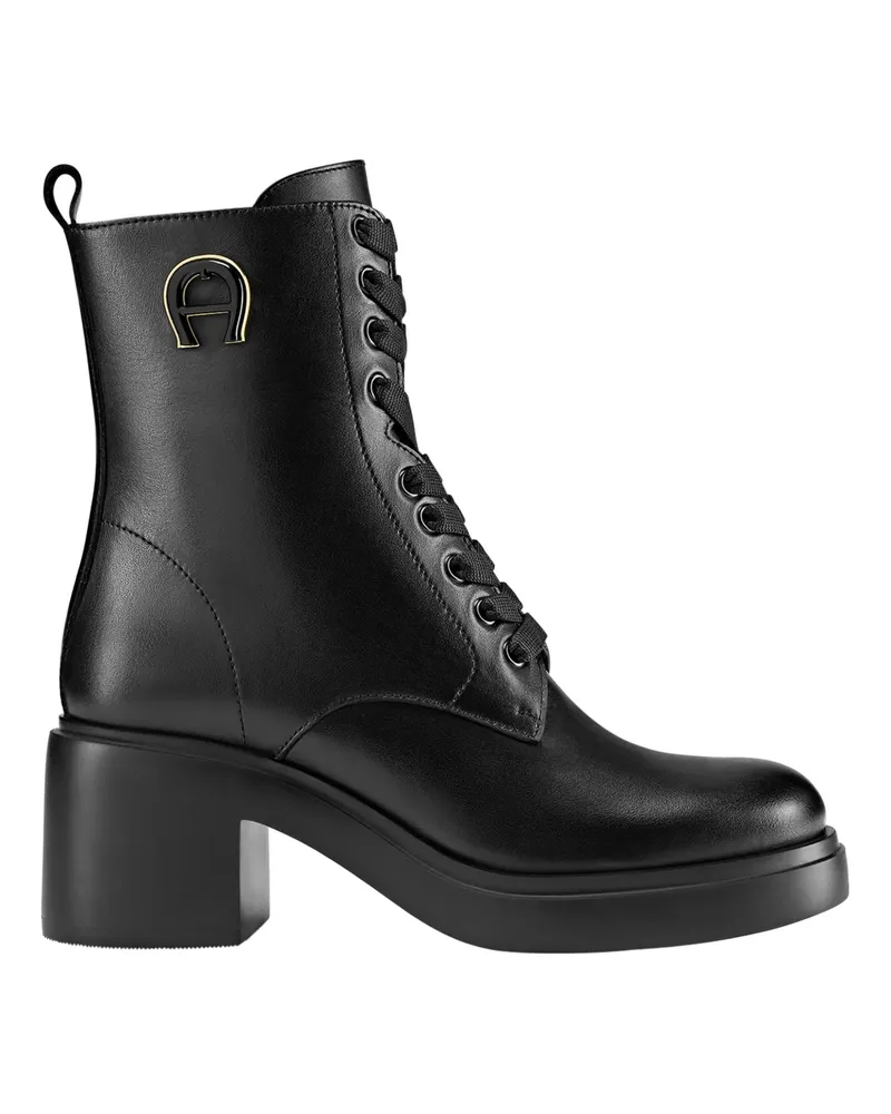 Aigner Stiefeletten block heel lace bootie NORA 1A schwarz Schwarz