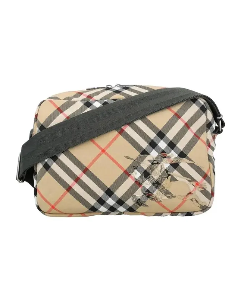 Burberry Hobo Bags Checkered Crossbody Bag With Floral Embroidery beige Beige