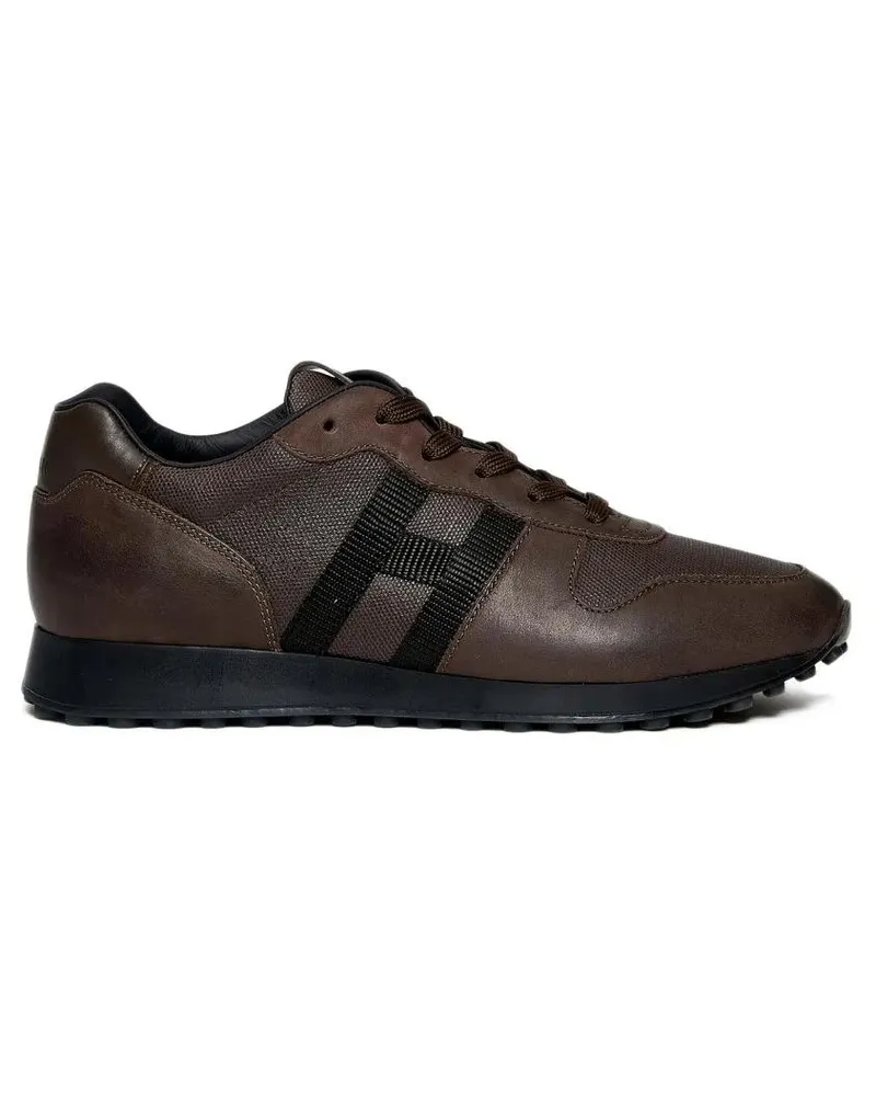 Hogan Low-Top Sneaker Brown Leather And Fabric Sneakers braun Braun