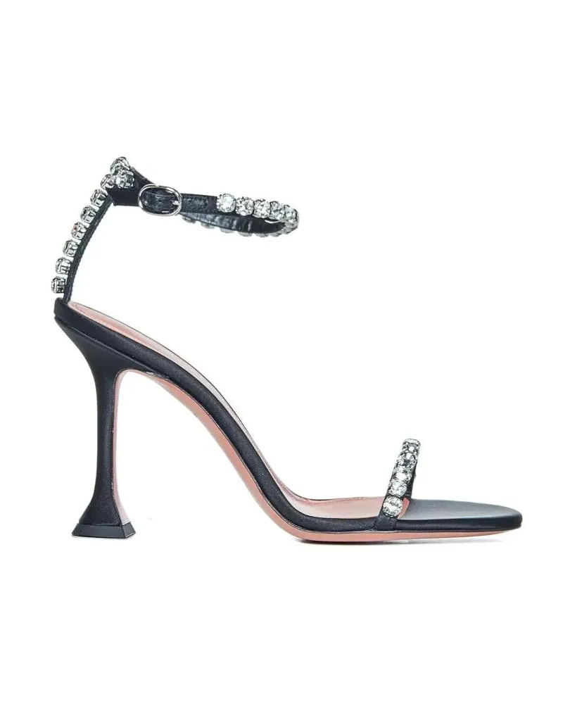 Amina Muaddi Sandalen Silk Sandals With Hourglass Heel And Crystal Accen rot Rot