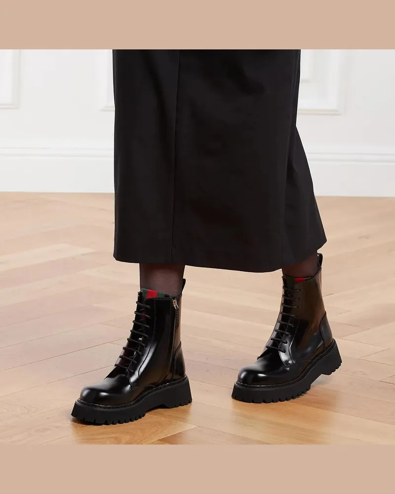 Gucci Stiefeletten Boots With Web Detail schwarz Schwarz