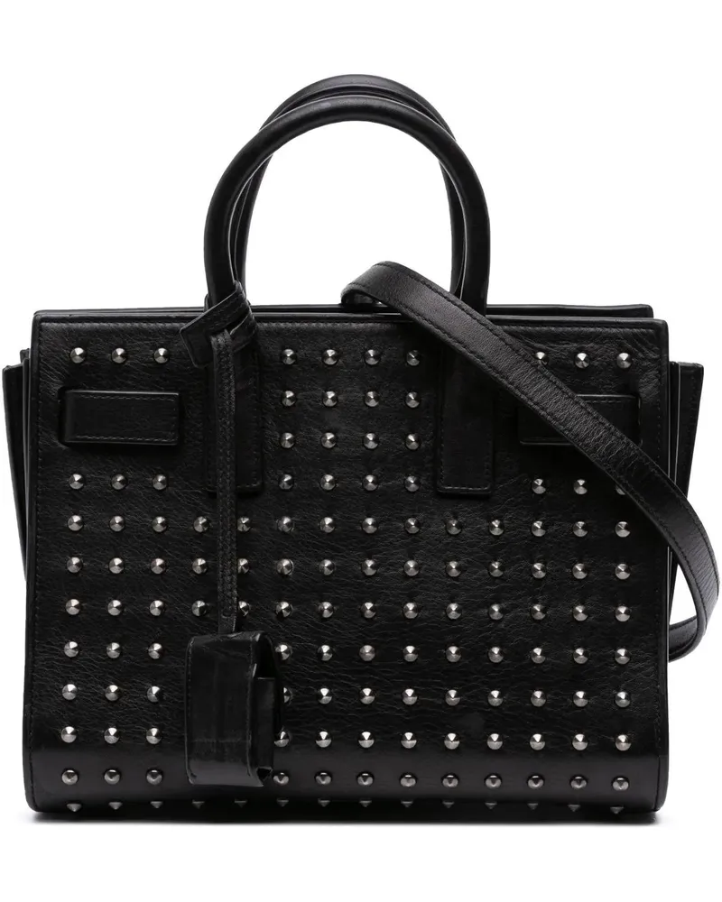 Saint Laurent Hobo Bags Nano Studded Leather Sac de Jour Satchel schwarz Schwarz