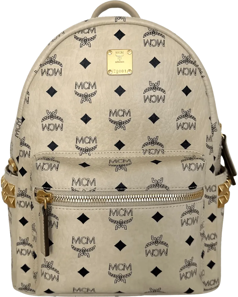 MCM Businesstaschen & Reisegepäck  Stark Backpack in Visetos with Side Studs Smal beige Beige