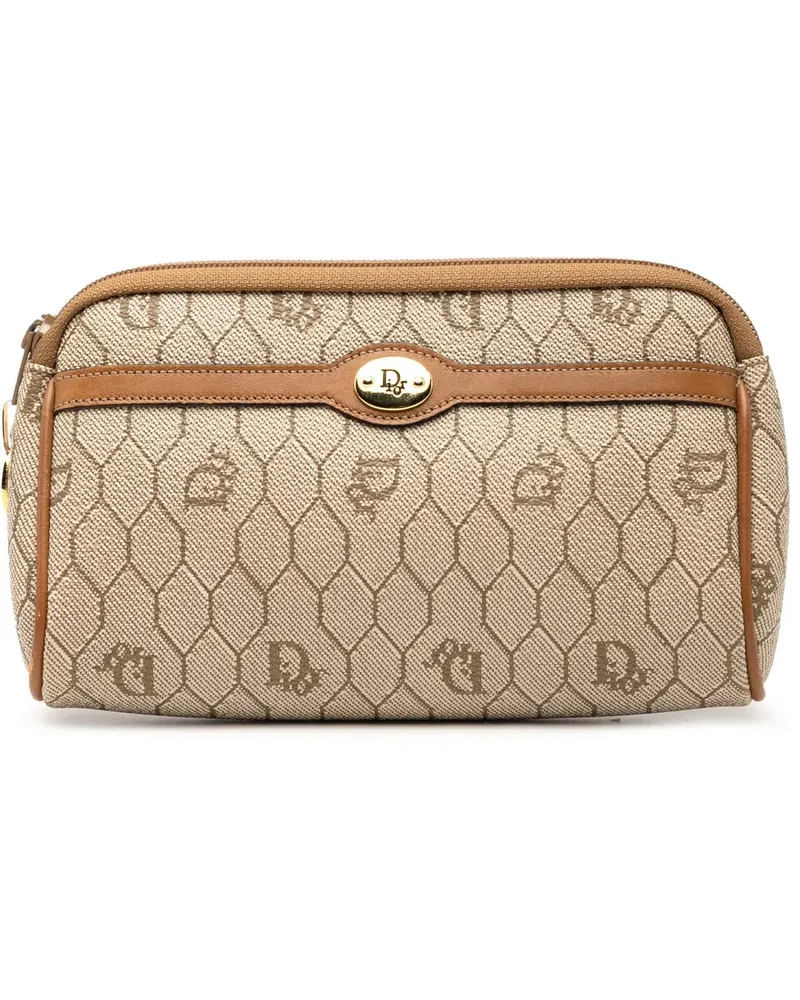 Dior Kosmetiktaschen Honeycomb Coated Canvas Pouch braun Braun