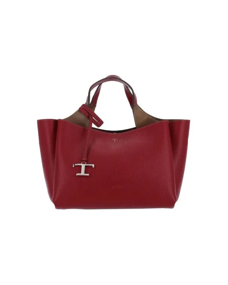 TOD'S Hobo Bags Borsa Mini Logo In Textured Bordeaux Leather rot Rot