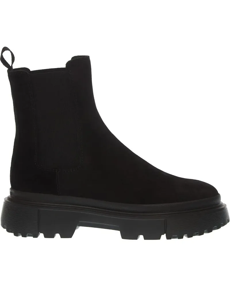 Hogan Stiefel Stivaletto Fondo Carroarmato In Camoscio Nero schwarz Schwarz
