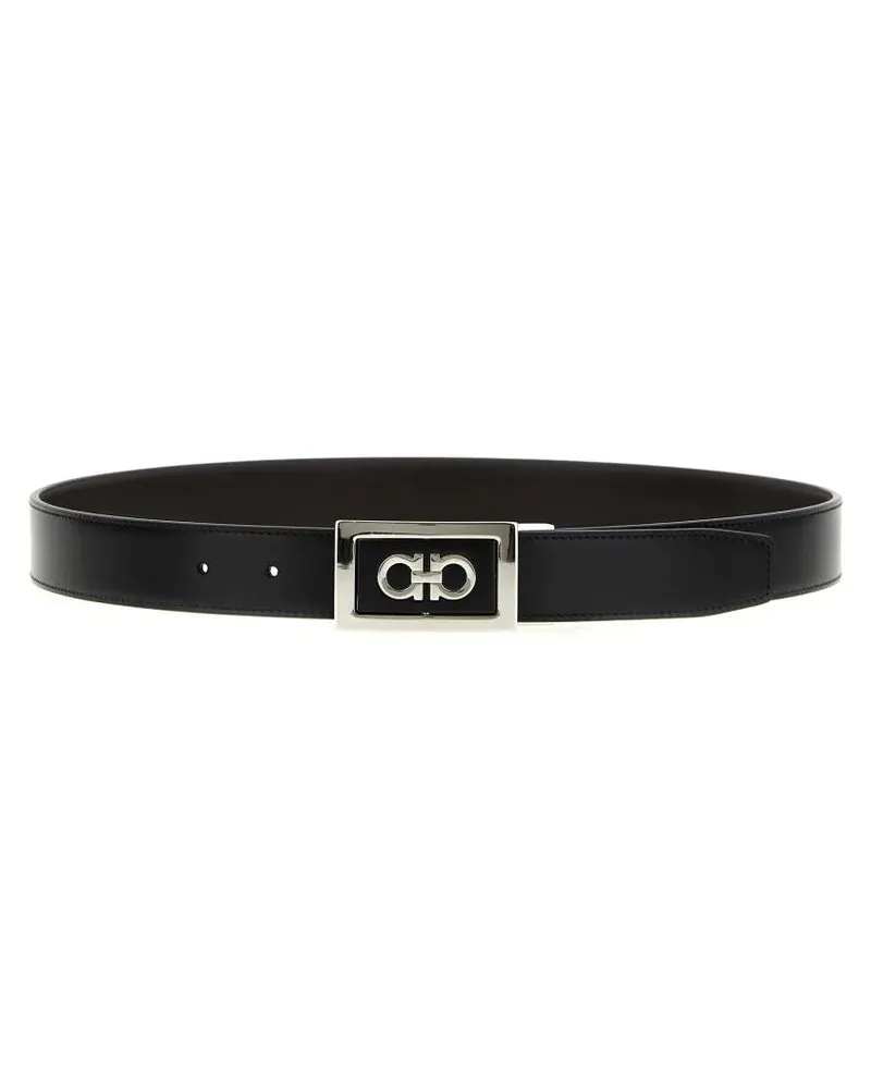 Ferragamo Gürtel 'Gancini' Reversible Belt schwarz Schwarz