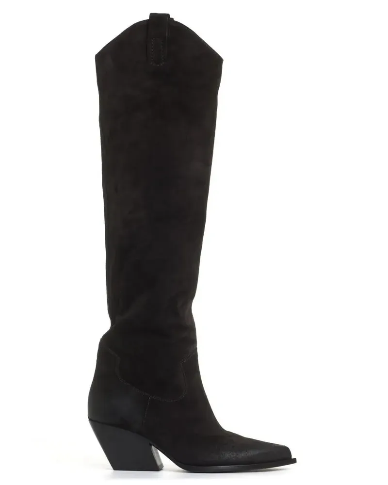 Elena Iachi Stiefel Texan Boot In Dark Brown Suede schwarz Schwarz