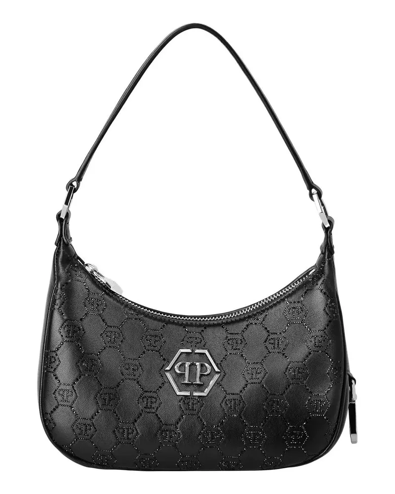 Philipp Plein Hobo Bags Umhängetasche Monogram Verziert schwarz Schwarz