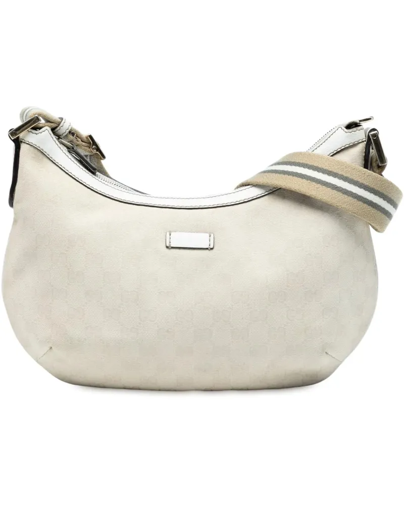 Gucci Hobo Bags GG Canvas Web Crossbody weiß Weiß