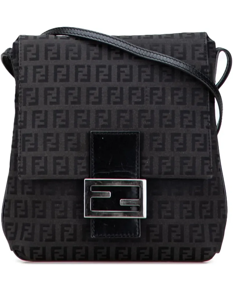Fendi Hobo Bags Zucchino Canvas Crossbody schwarz Schwarz